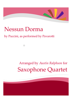 Book cover for Nessun Dorma - sax quartet