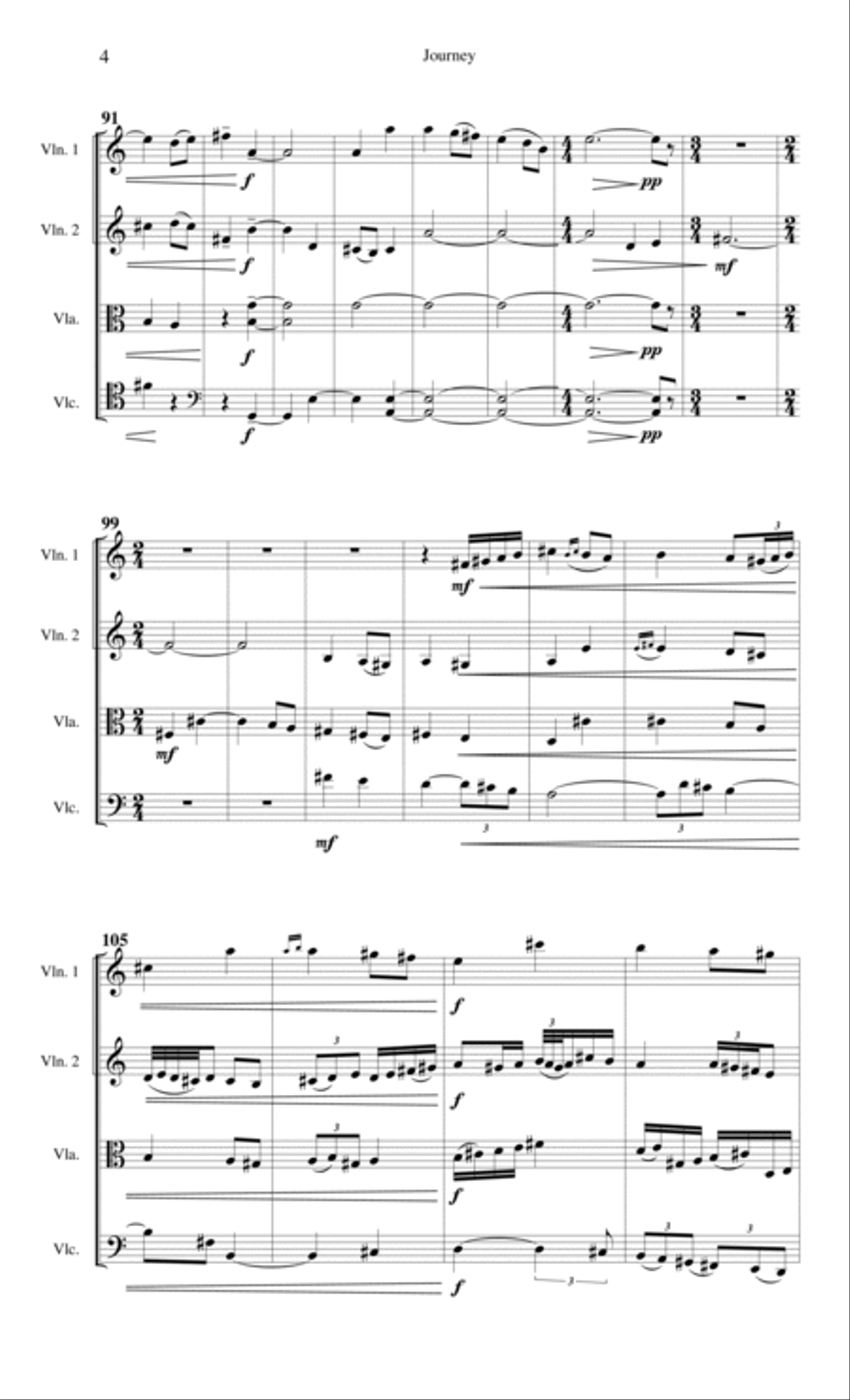 Journey (For String Quartet) String Quartet scores gallery preview page 4