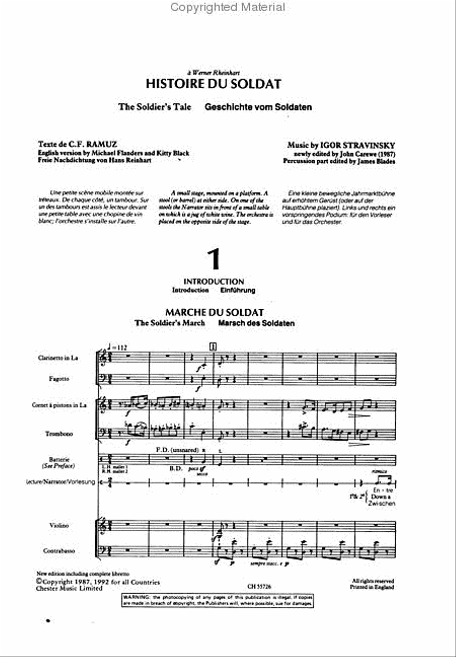 Histoire Du Soldat (The Soldier's Tale) Study Score scores gallery preview page 2