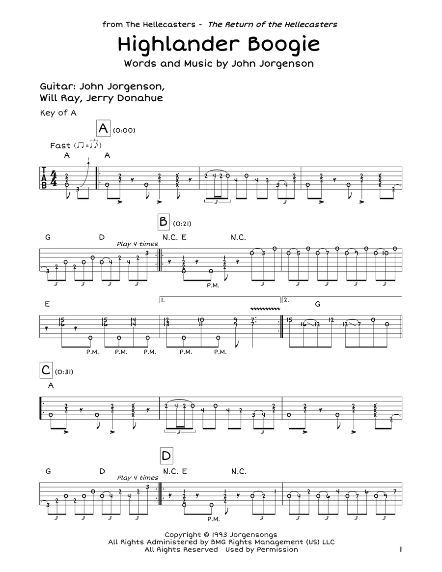Highlander Boogie Electric Guitar scores gallery preview page 1