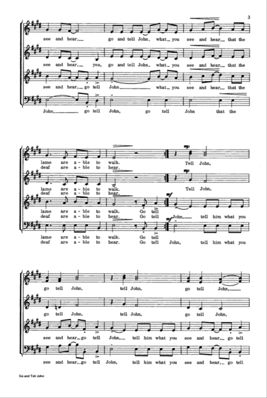 Go and Tell John 4-Part scores gallery preview page 3