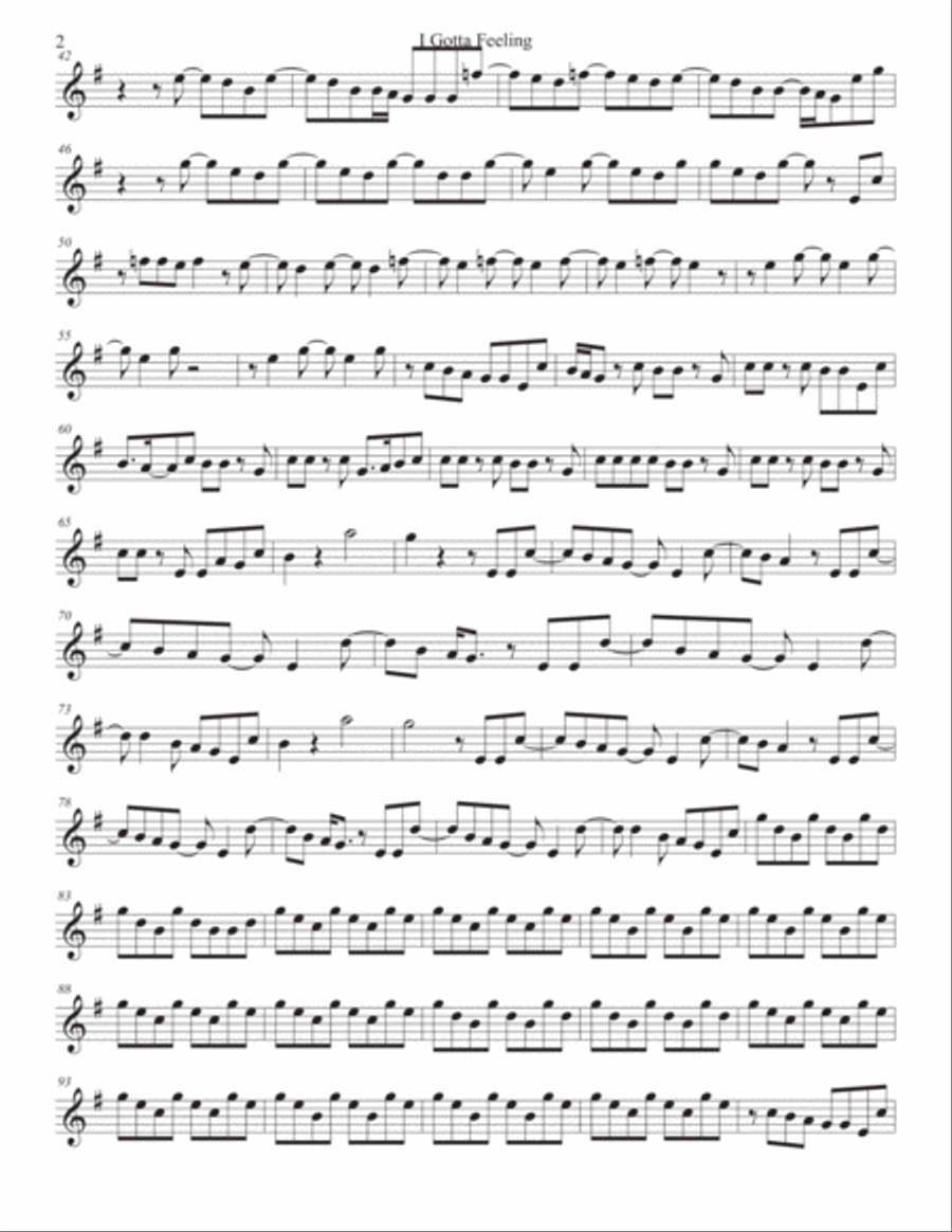 I Gotta Feeling Oboe Solo scores gallery preview page 2