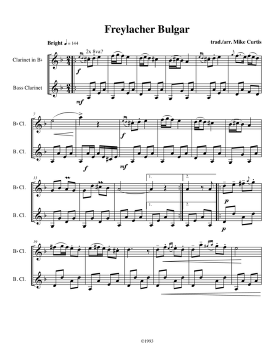 Rebn's Tanz and Freylacher Bulgar for Clarinet and Bass Clarinet