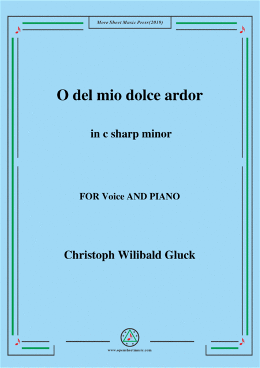 Gluck-O del mio dolce ardor in c sharp minor,for Voice and Piano Voice Solo scores gallery preview page 1