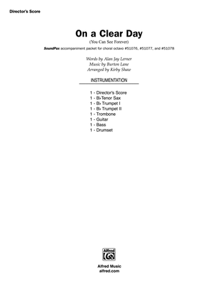 Book cover for On a Clear Day: Score