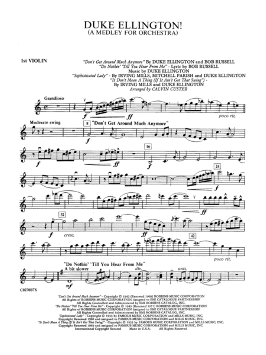 Duke Ellington: 1st Violin Full Orchestra scores gallery preview page 1