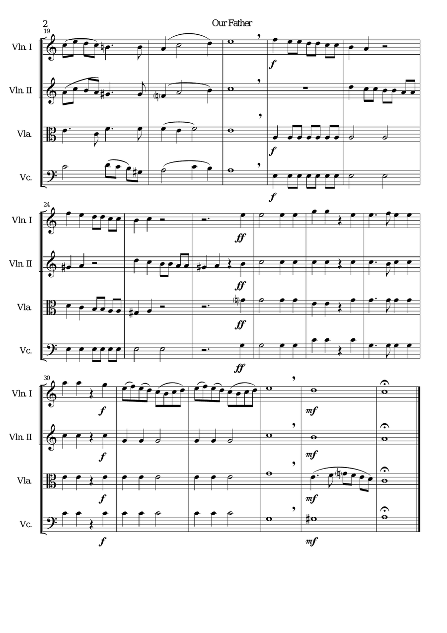 Our Father (from my Preces and Resonses) arranged for string quartet String Quartet scores gallery preview page 2