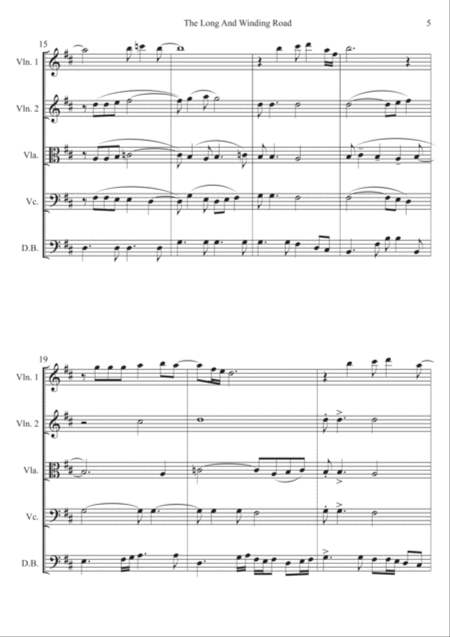 The Long And Winding Road String Quintet scores gallery preview page 5