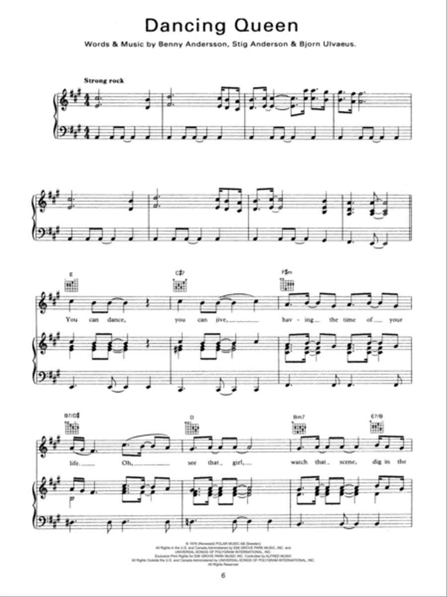 ABBA Gold Piano, Vocal, Guitar scores gallery preview page 3