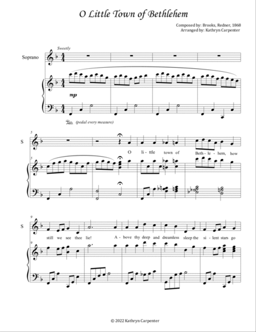 O Little Town of Bethlehem (Piano & Voice) Soprano Voice scores gallery preview page 2