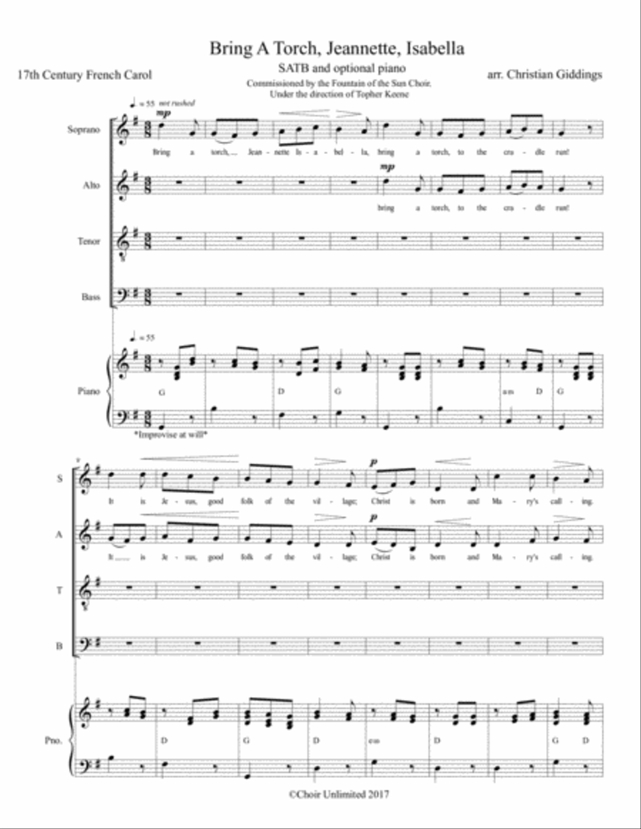 Bring a Torch, Jeannette, Isabella 4-Part scores gallery preview page 1