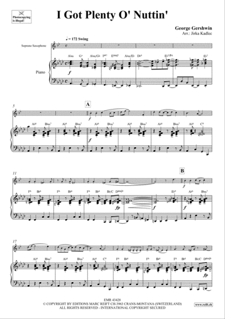 I Got Plenty O' Nuttin' Soprano Saxophone scores gallery preview page 4