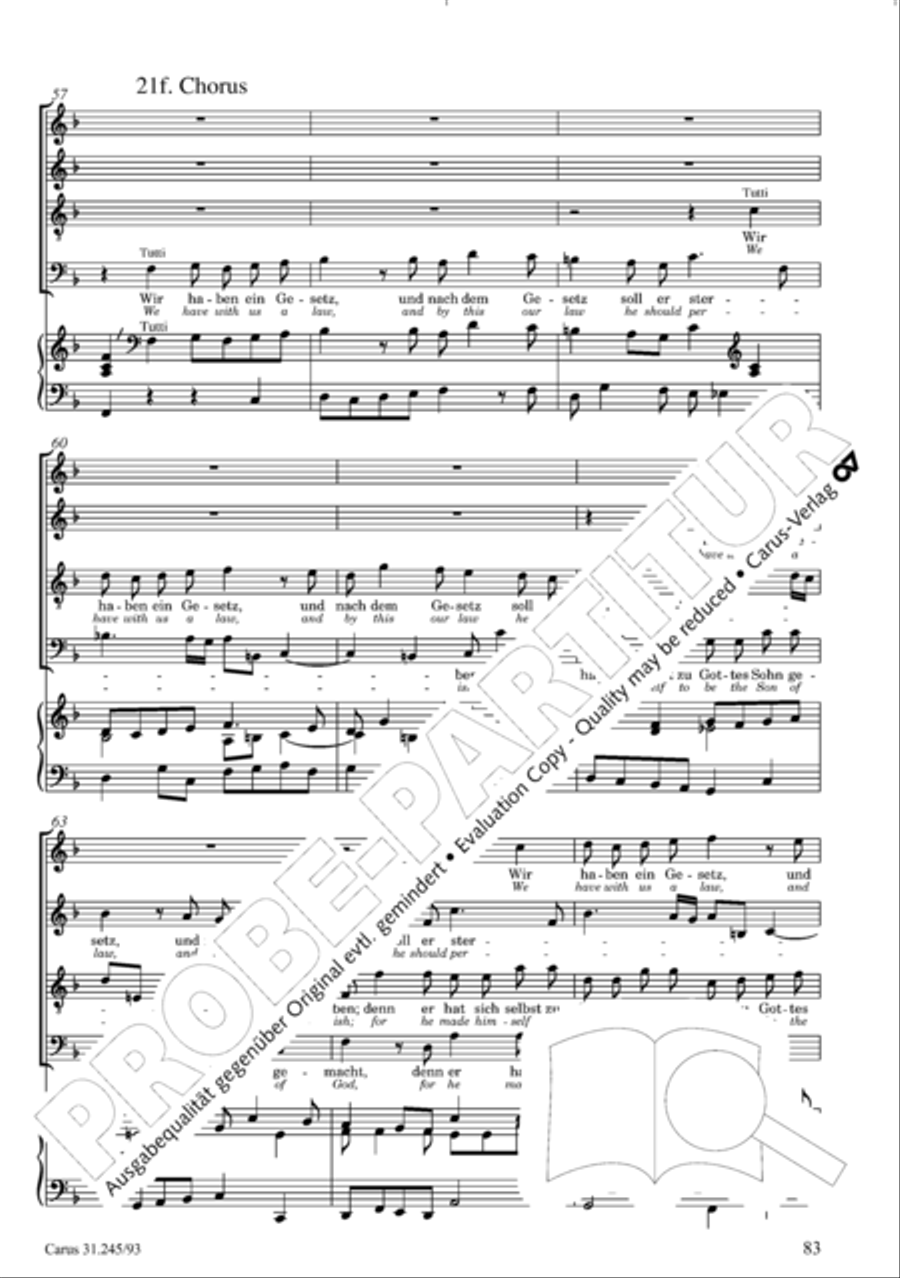 St. John Passion (Johannes-Passion) 4-Part scores gallery preview page 84