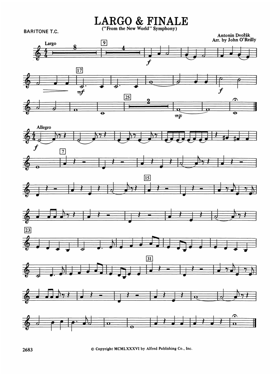 Largo and Finale from the New World Symphony: Baritone T.C.