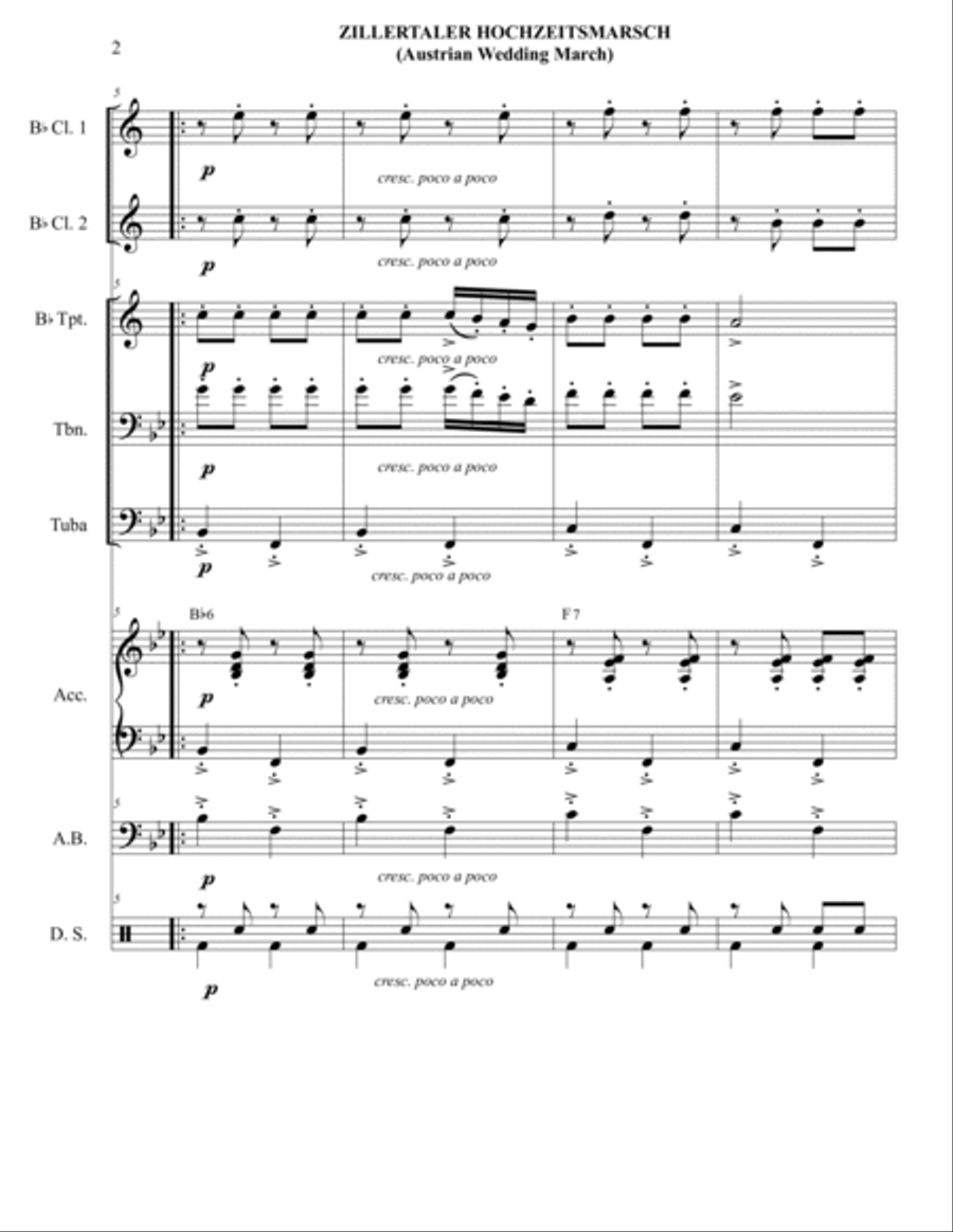 ZILLERTALER HOCHZEITMARSH ( Austrian Wedding March) - Oktoberfest B-Flat Clarinet scores gallery preview page 3