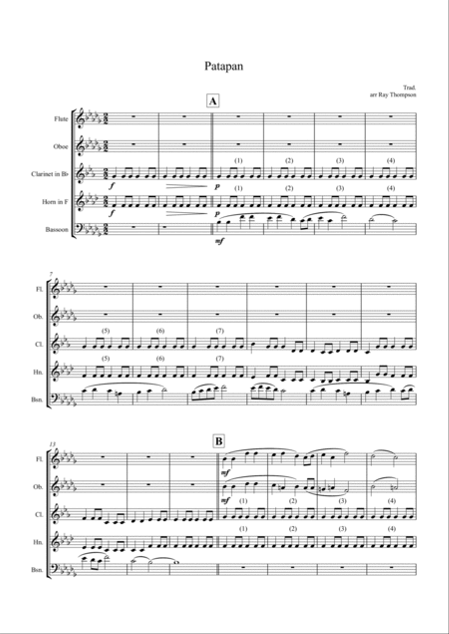 Patapan - wind quintet Woodwind Quintet scores gallery preview page 2