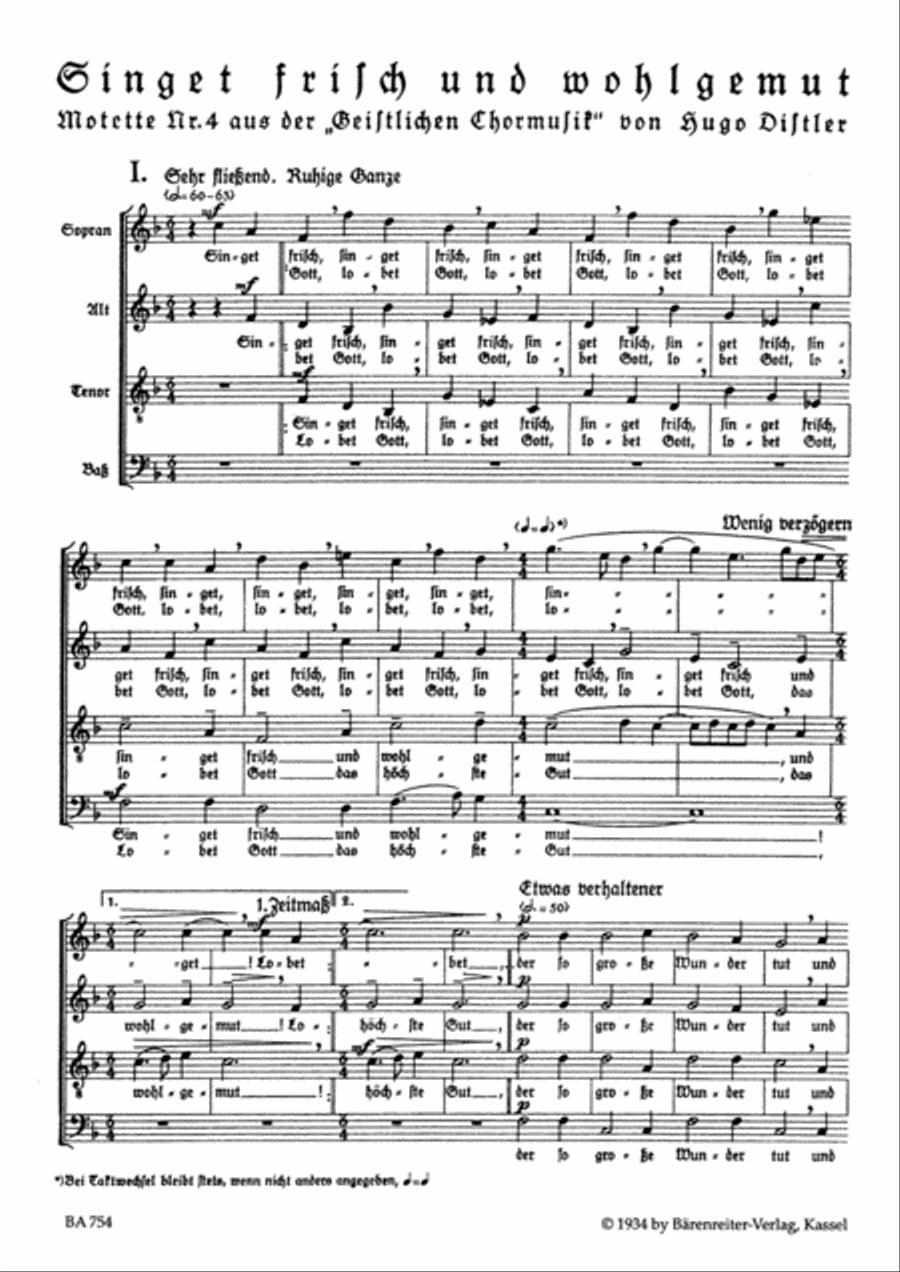 Singet frisch und wohlgemut for Four-part choir, op. 12/4 4-Part scores gallery preview page 2