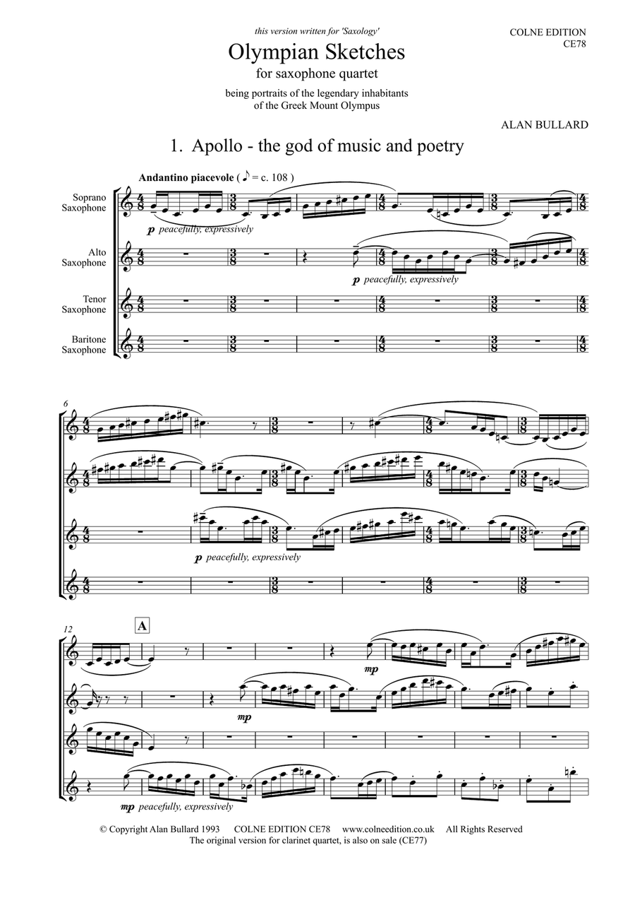 Olympian Sketches (Saxophone Quartet) Saxophone Quartet scores gallery preview page 3