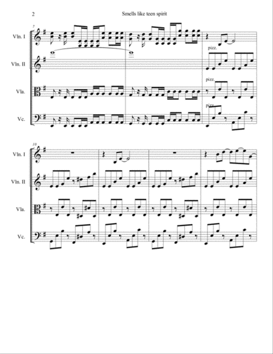 Smells Like Teen Spirit Smells Like Teen Spirit String Quartet scores gallery preview page 2