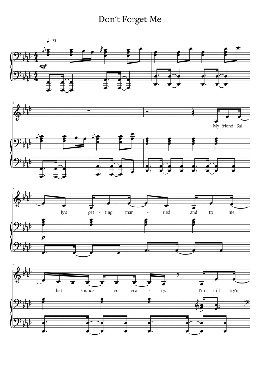 Don't Forget Me Don't Forget Me Voice scores gallery preview page 1