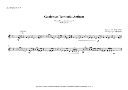 Catalonian Territorial Anthem ( Els Segadors) for Brass Quintet (MFAO World National Anthem Series) image number null