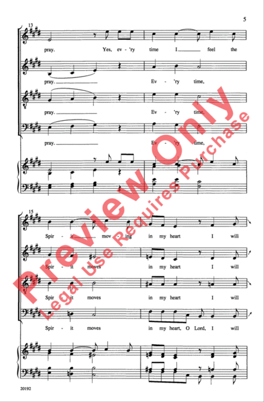 Ev'ry Time I Feel the Spirit 4-Part scores gallery preview page 5
