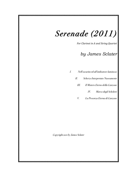 Serenade for Clarinet in A and String Quartet image number null