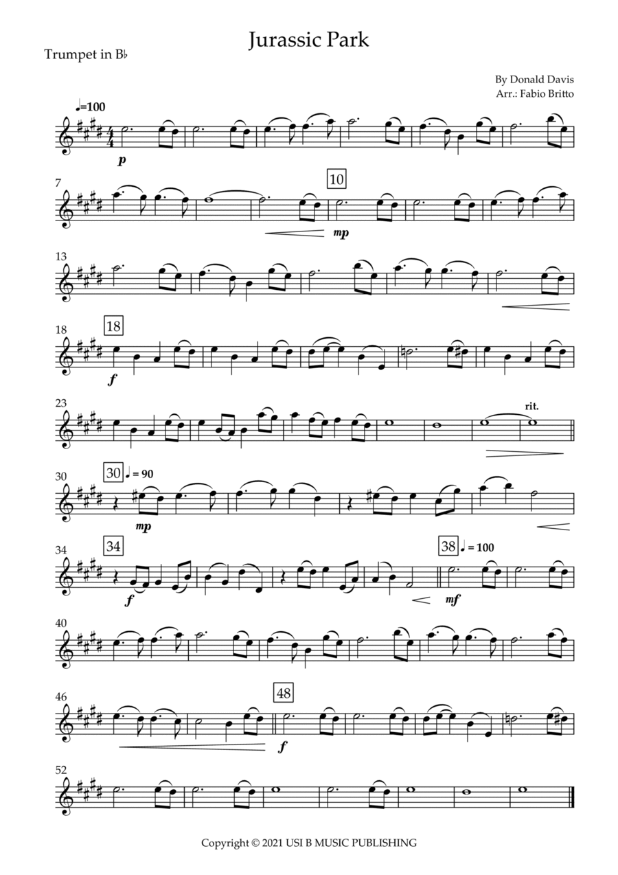 Jurassic Park Iii B-Flat Trumpet scores gallery preview page 1