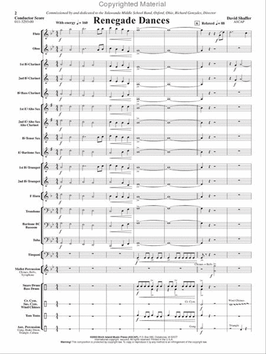 Renegade Dances Renegade Dances Concert Band scores gallery preview page 2