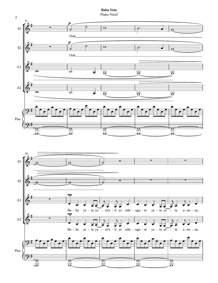 Baba Yetu Baba Yetu SSAA scores gallery preview page 2