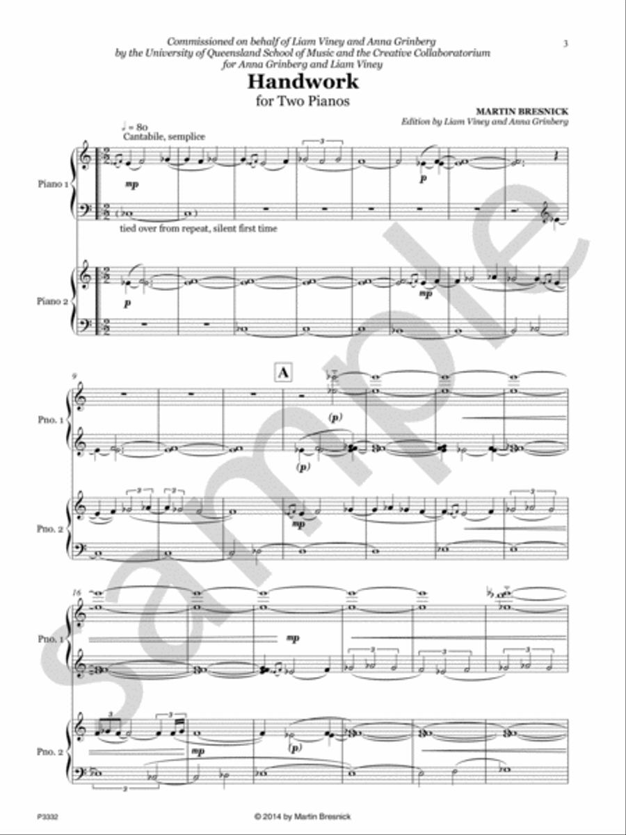 Handwork Piano Duet scores gallery preview page 3