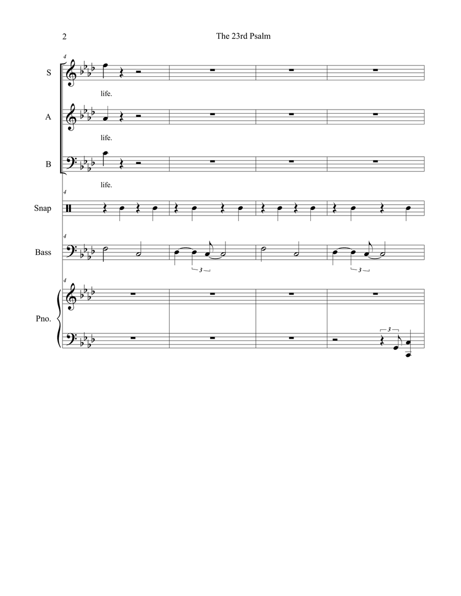 The 23rd Psalm (SAB - Alternate Version) 3-Part scores gallery preview page 2