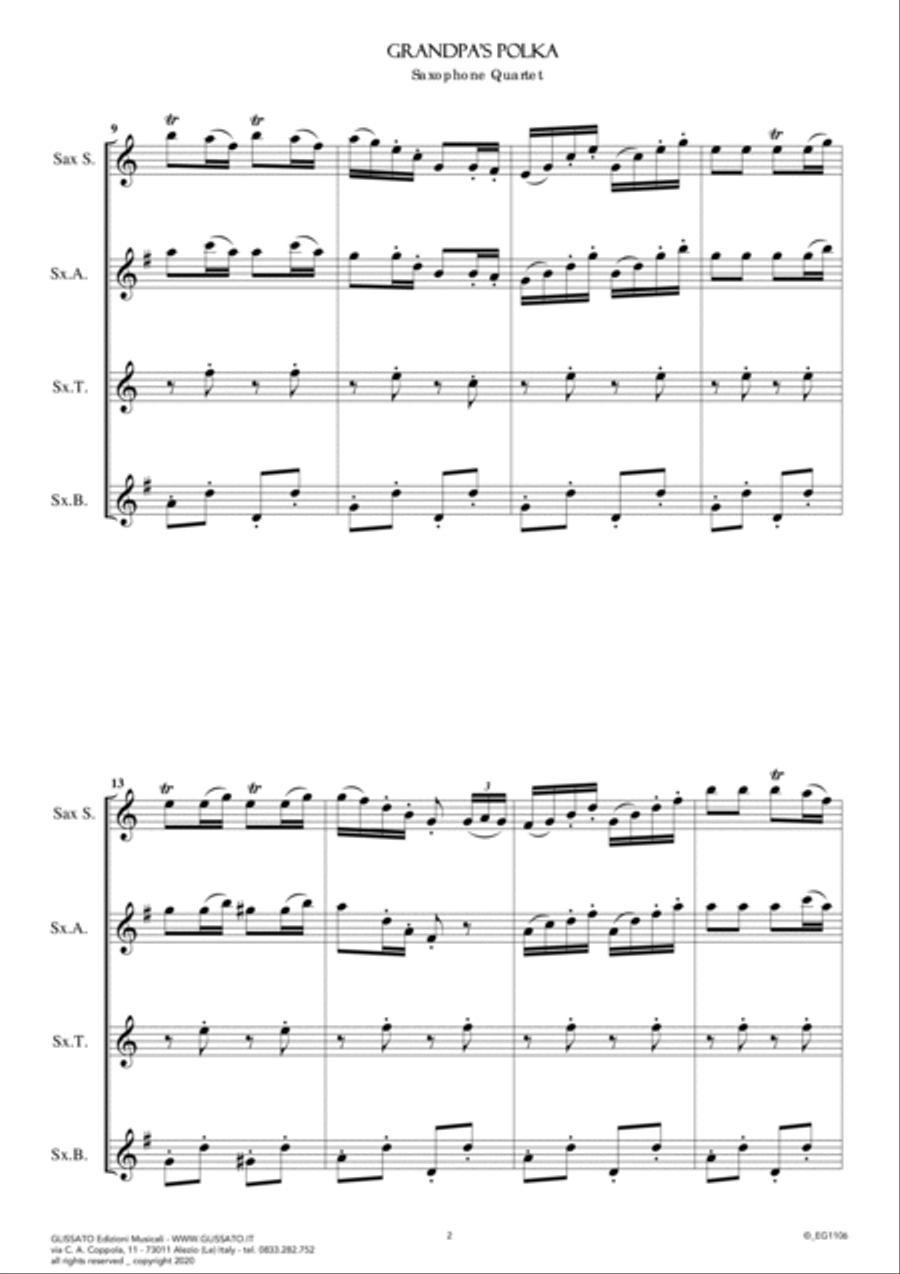 Saxophone Quartet: Grandpa's Polka (score & parts) image number null