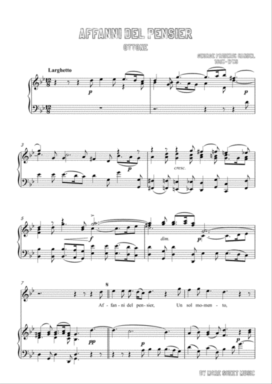 Handel-Affanni del pensier in g minor,for Voice and Piano Voice Solo scores gallery preview page 3