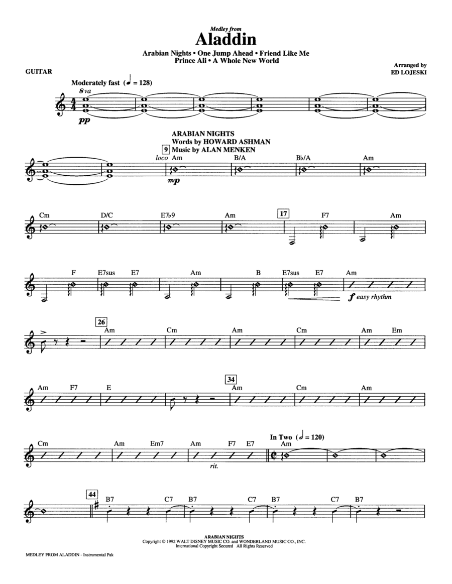 Book cover for Aladdin (Medley) (arr. Ed Lojeski) - Guitar