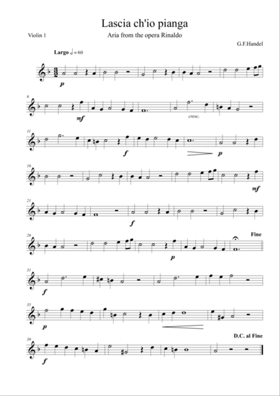 Lascia Ch'io Pianga Soprano Voice scores gallery preview page 6