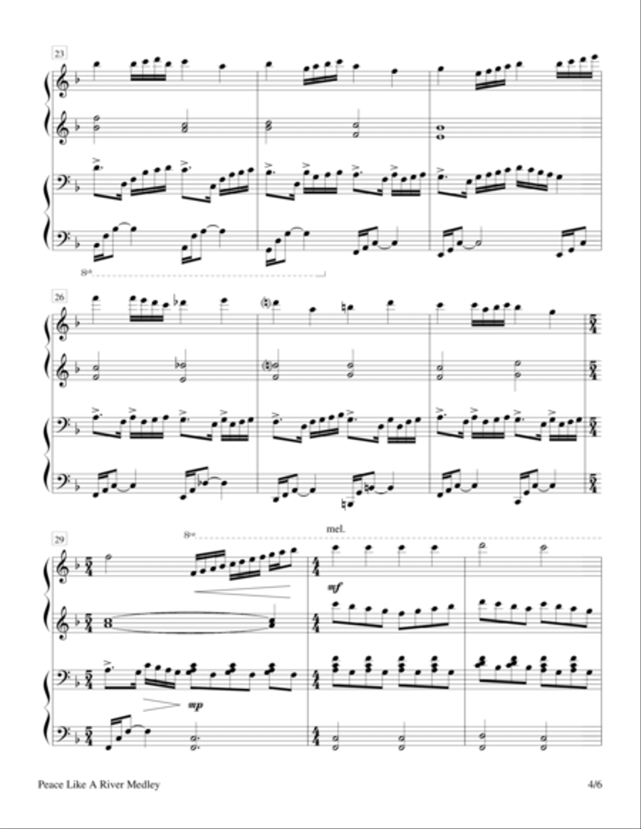 Peace Like A River Medley (1 Piano, 4 Hands) 1 Piano, 4-Hands scores gallery preview page 4