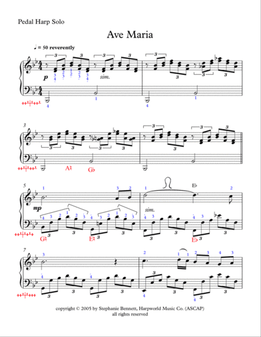 Ave Maria by Schubert (Pedal Harp Solo)