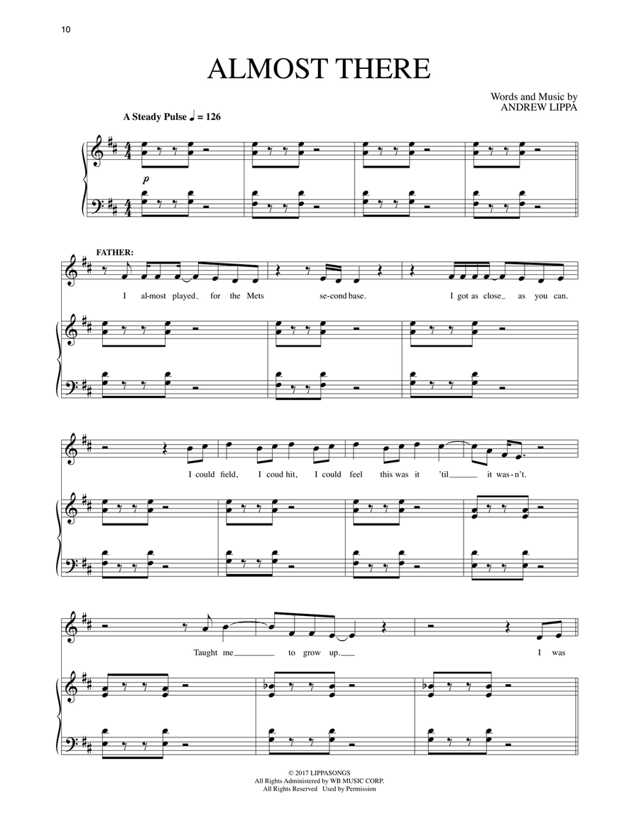 Almost There (from The Man In The Ceiling) Piano, Vocal scores gallery preview page 1