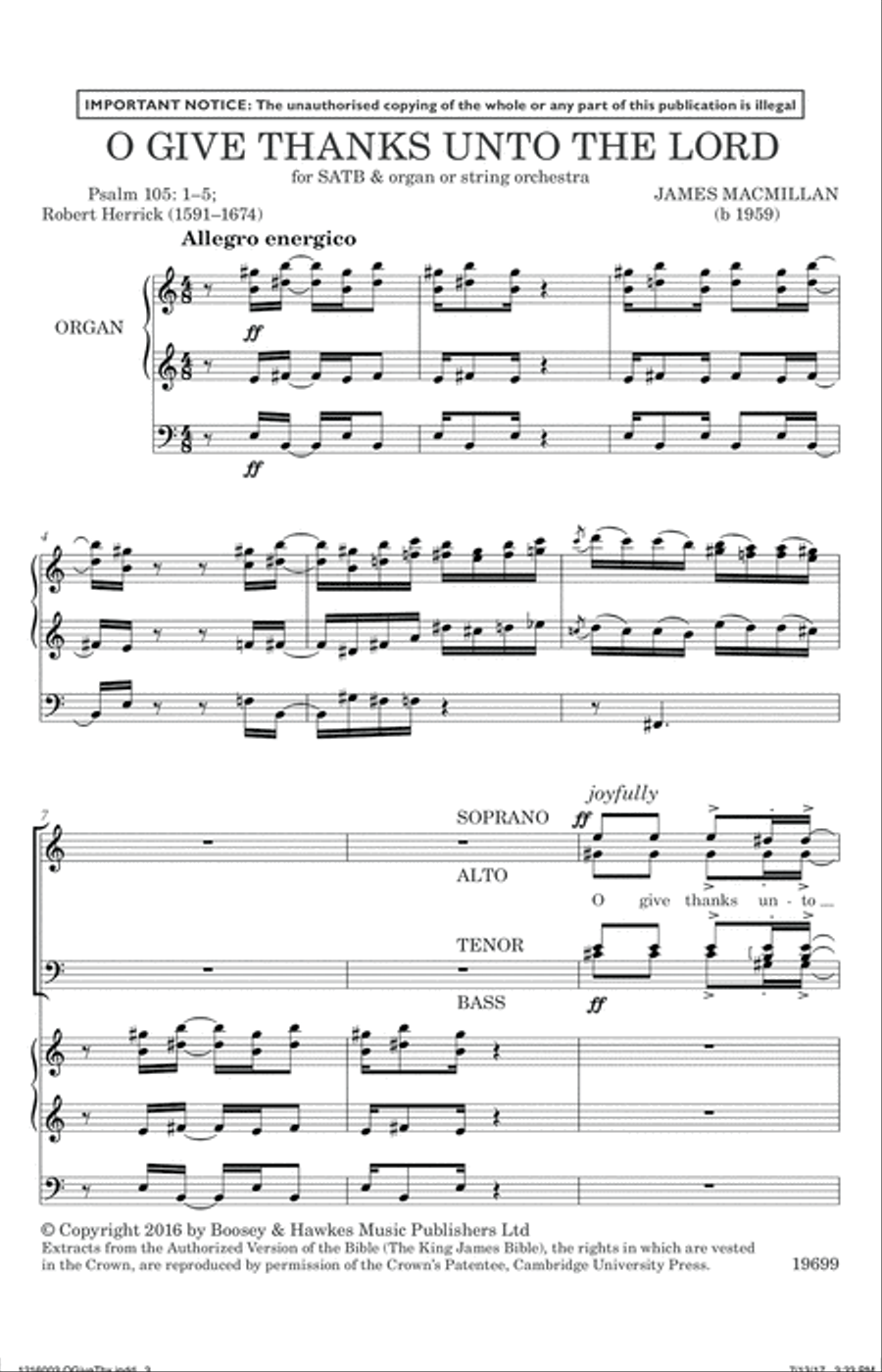 O Give Thanks Unto The Lord 4-Part scores gallery preview page 1