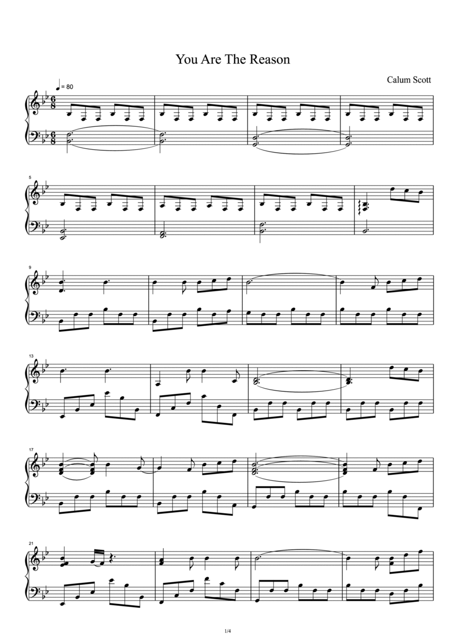 You Are The Reason Piano Solo scores gallery preview page 1