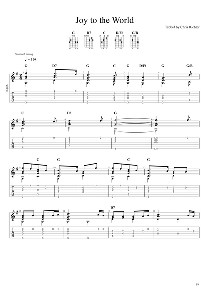 Joy to the World! (Solo Fingerstyle Guitar Tab) image number null