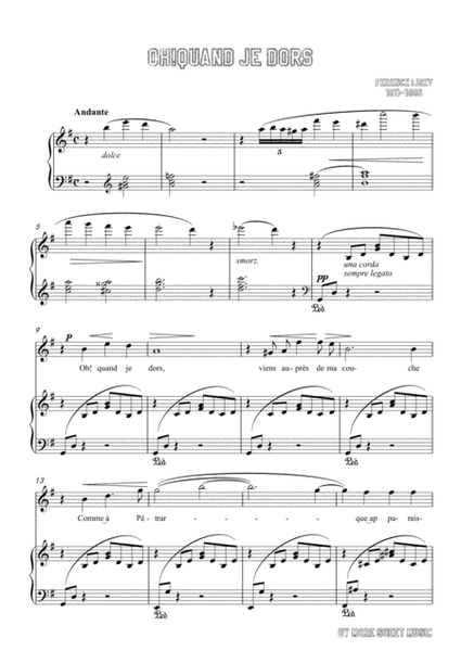 Liszt-Oh!Quand je dors in G Major，for voice and piano image number null