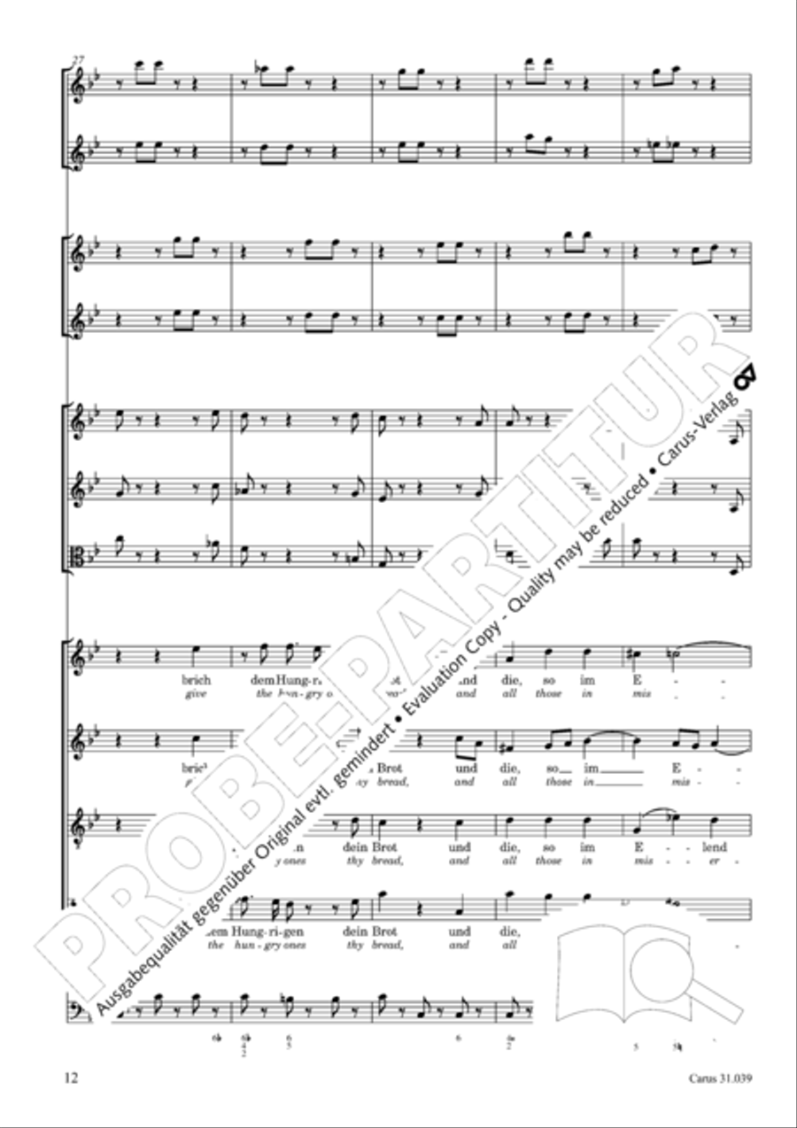 Give the hungry ones thy bread (Brich dem Hungrigen dein Brot) 4-Part scores gallery preview page 12
