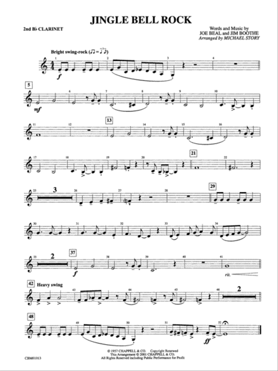 Jingle Bell Rock: 2nd B-flat Clarinet Concert Band scores gallery preview page 1