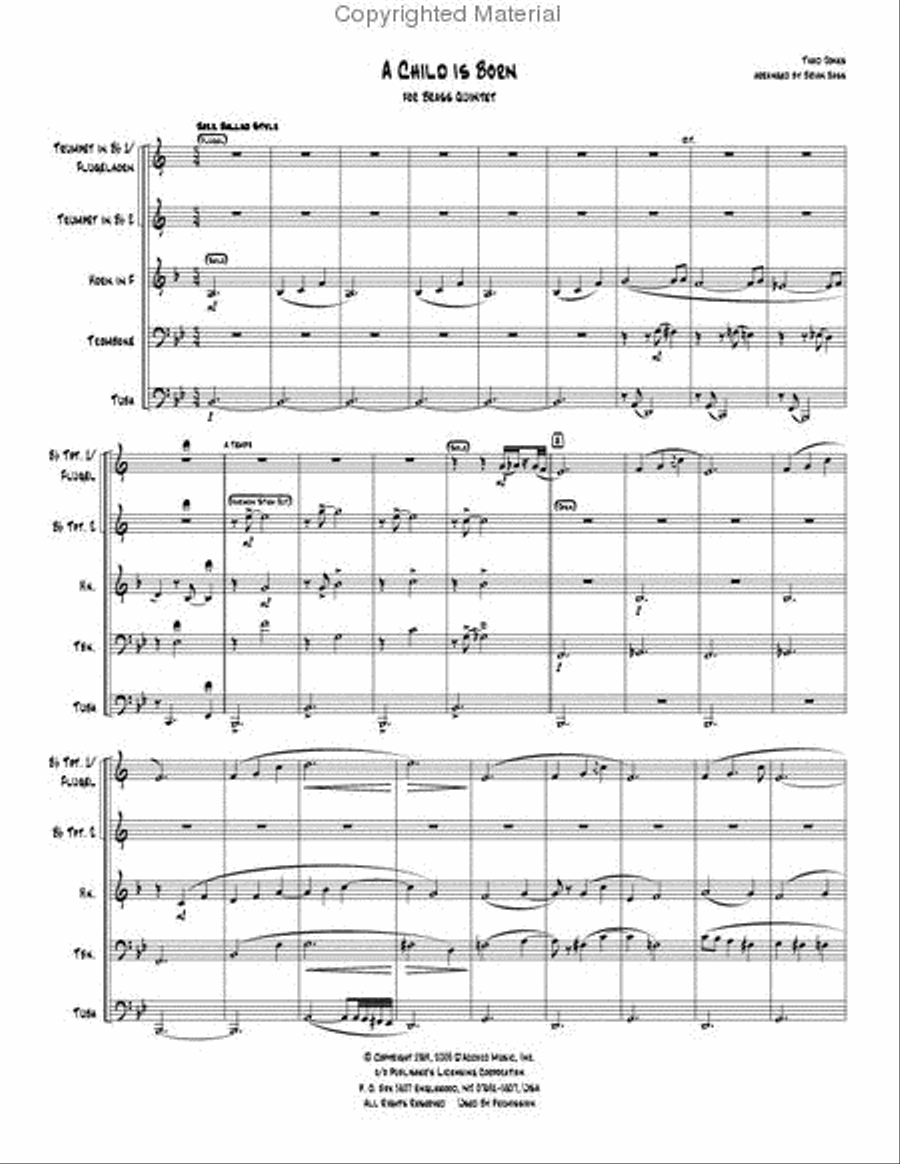 A Child is Born Brass Quintet scores gallery preview page 2