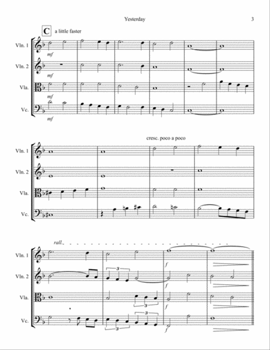 Yesterday String Quartet scores gallery preview page 3