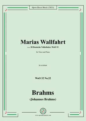 Book cover for Brahms-Marias Wallfahrt (Maria ging aus wandern),WoO 32 No.22,from 28 Deutsche Volkslieder,WoO 32,in