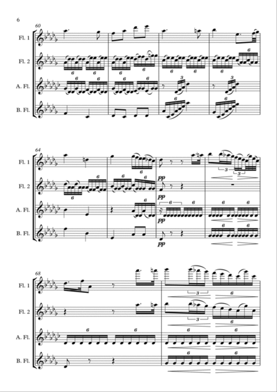 Adagio from Piano Sonata in C minor, Op. 13 Flute Solo scores gallery preview page 6