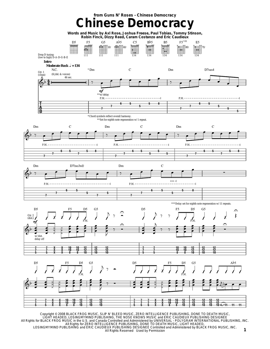 Chinese Democracy Chinese Democracy Acoustic Guitar scores gallery preview page 1